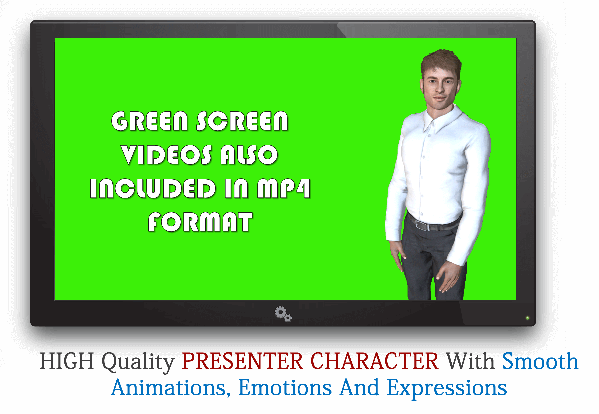 3D Presenter Gabe Display Green Screen b