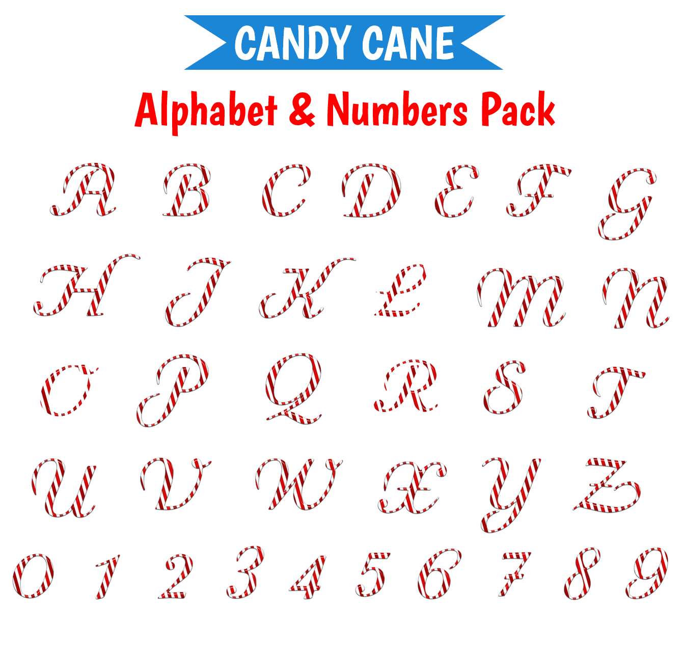 Candy Cane Alphabet & Number Images